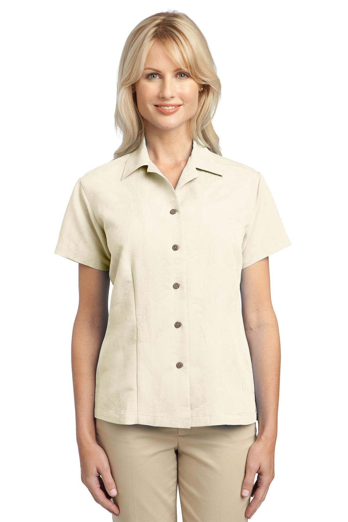 Port Authority Ladies Patterned Easy Care Camp Shirt. L536