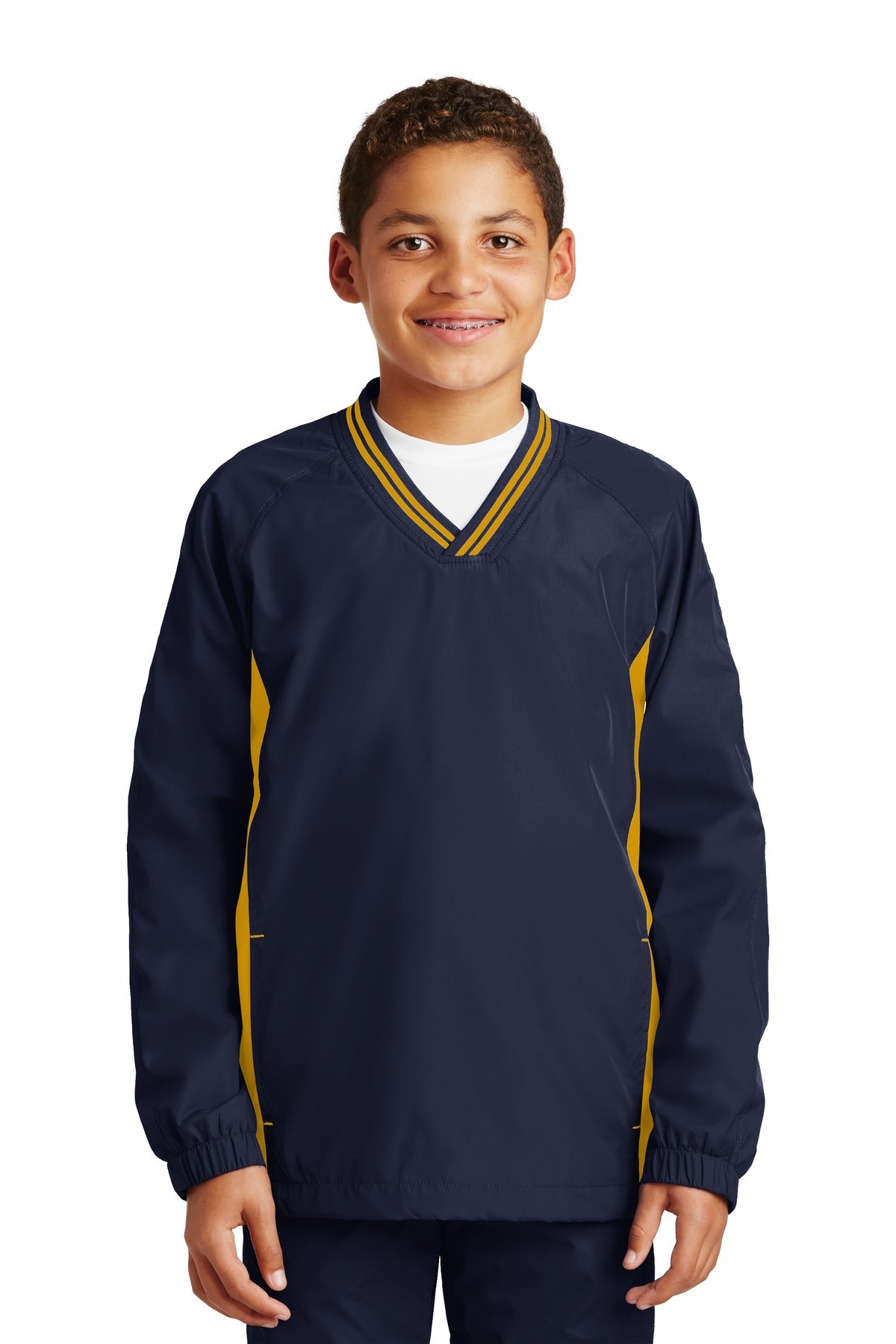 Sport-Tek Youth Tipped V-Neck Raglan Wind Shirt YST62