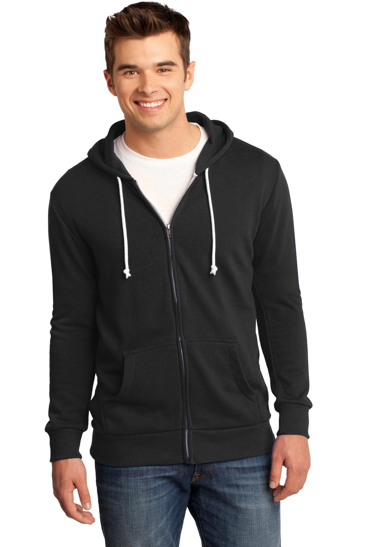 District - Young Mens Core Fleece Full-Zip Hoodie DT190 District