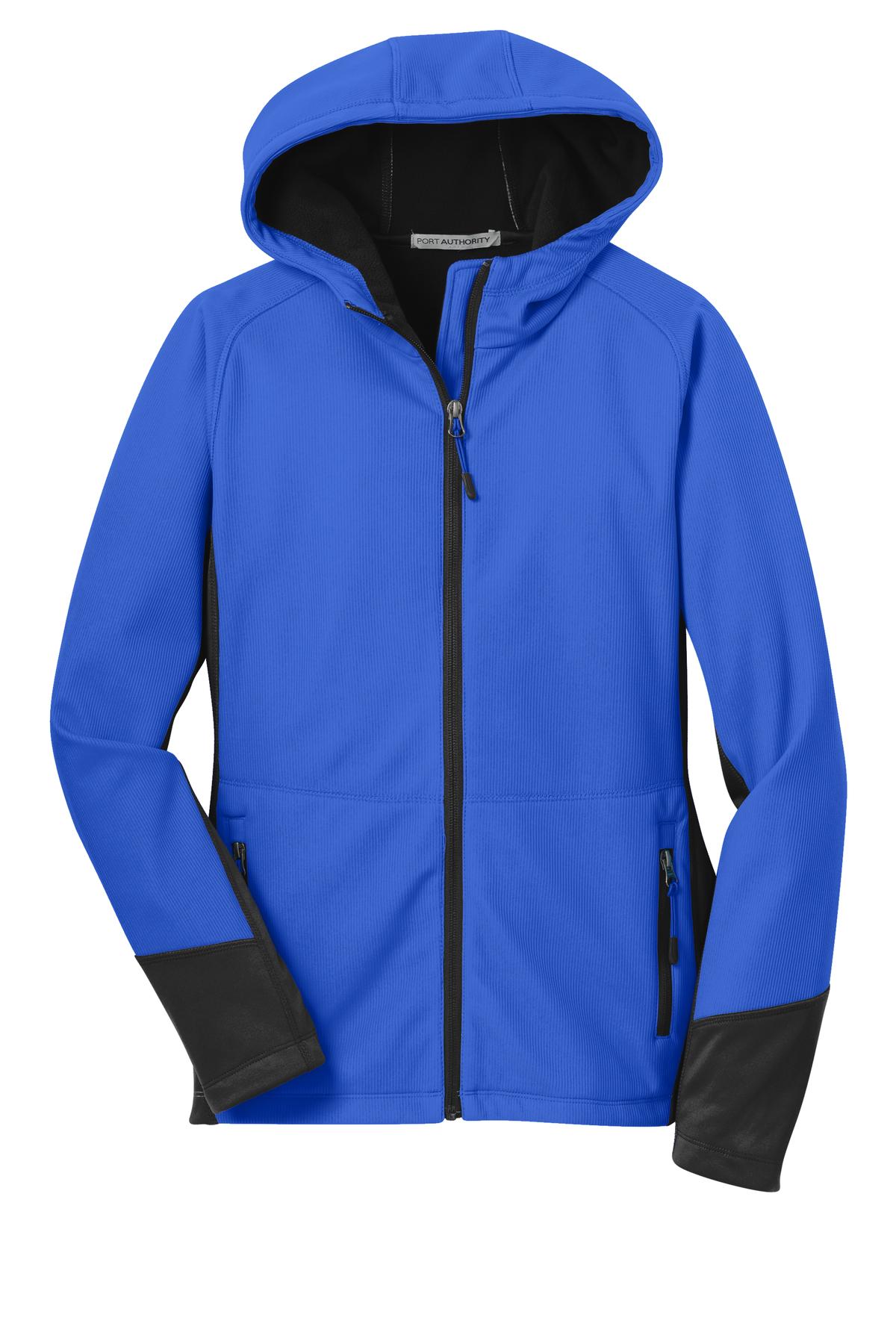 Port Authority Ladies Vertical Hooded Soft Shell Jacket. L319