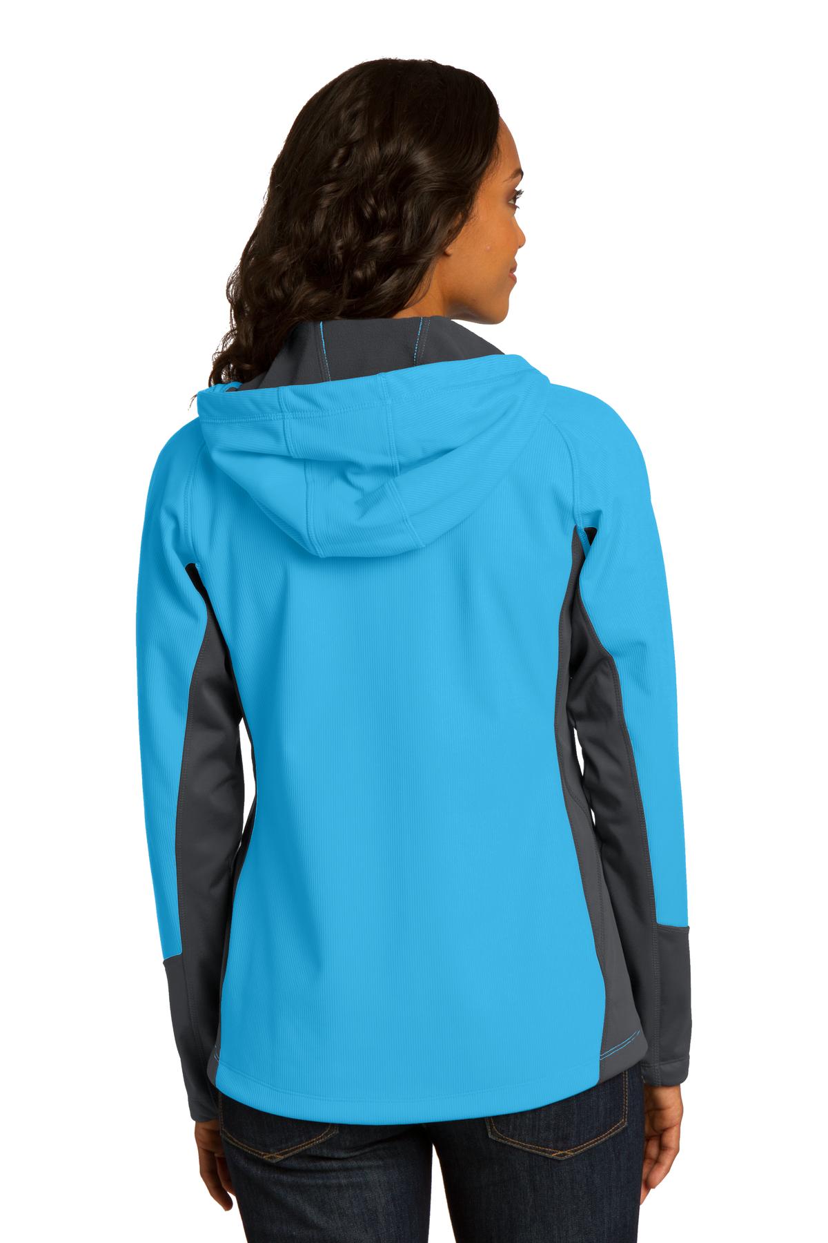Port Authority Ladies Vertical Hooded Soft Shell Jacket. L319