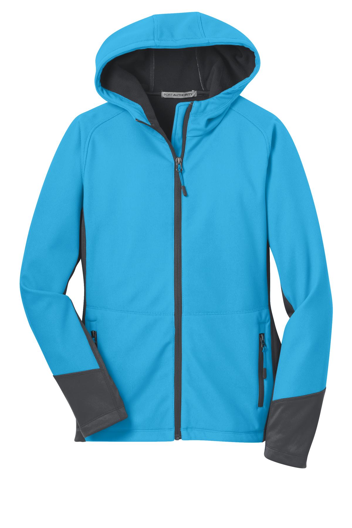 Port Authority Ladies Vertical Hooded Soft Shell Jacket. L319