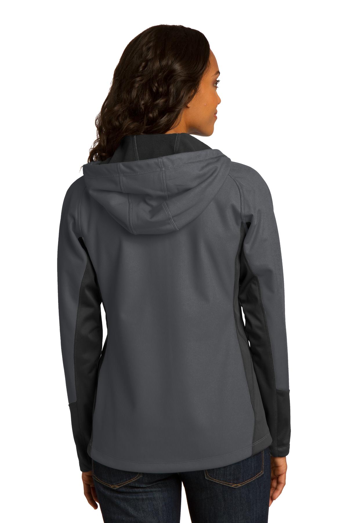 Port Authority Ladies Vertical Hooded Soft Shell Jacket. L319
