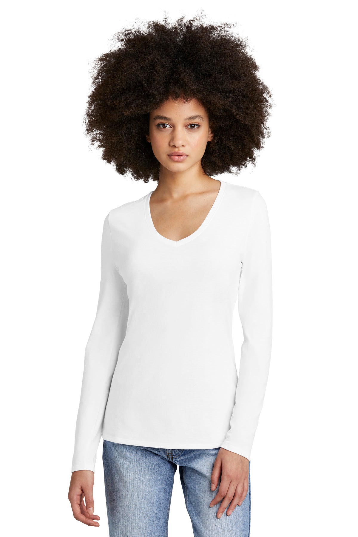 District Women's Perfect Tri Long Sleeve V-Neck Tee DT135 District