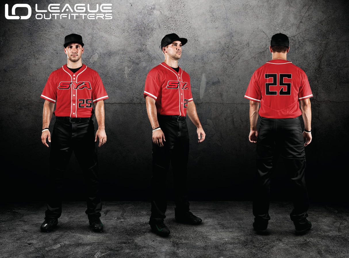 Custom Elite Sublimated & Tackle Twill Full Button Baseball Jerseys League Outfitters