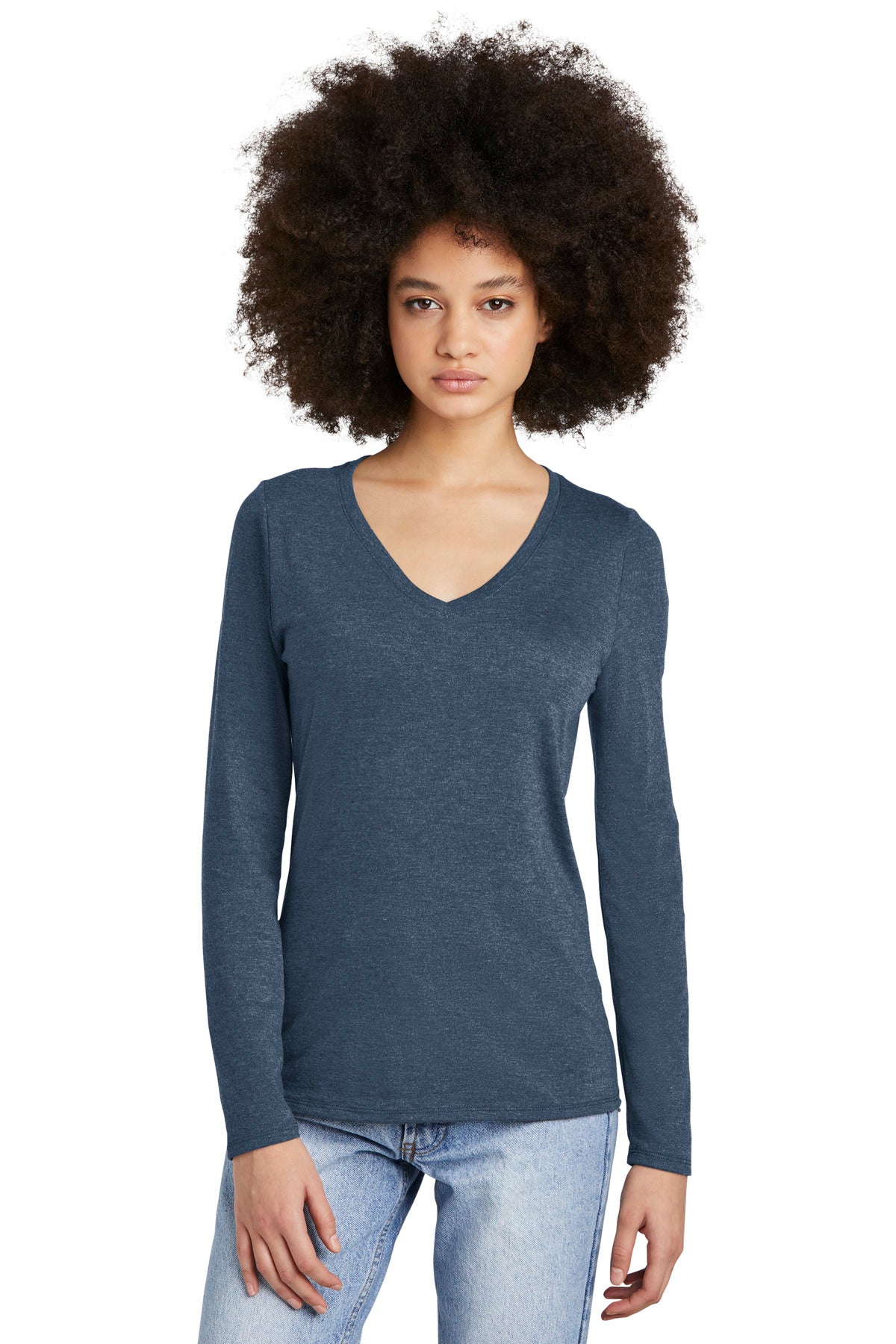 District Women's Perfect Tri Long Sleeve V-Neck Tee DT135 District