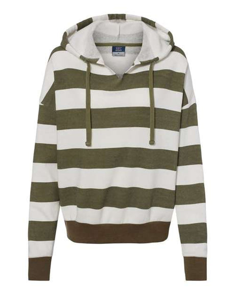 MV Sport Women's Striped Fleece Boxy Hooded Sweatshirt MV Sport