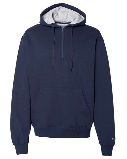 Champion Men's Cotton Max Hooded Quarter-Zip Sweatshirt Mens Apparel Sweatshirts & Fleece