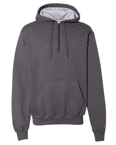 Champion Men's Cotton Max Hooded Quarter-Zip Sweatshirt