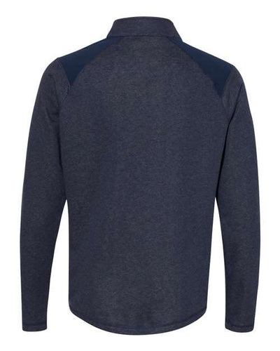 Adidas Men's Heathered Quarter-Zip Pullover with Colorblocked Shoulders