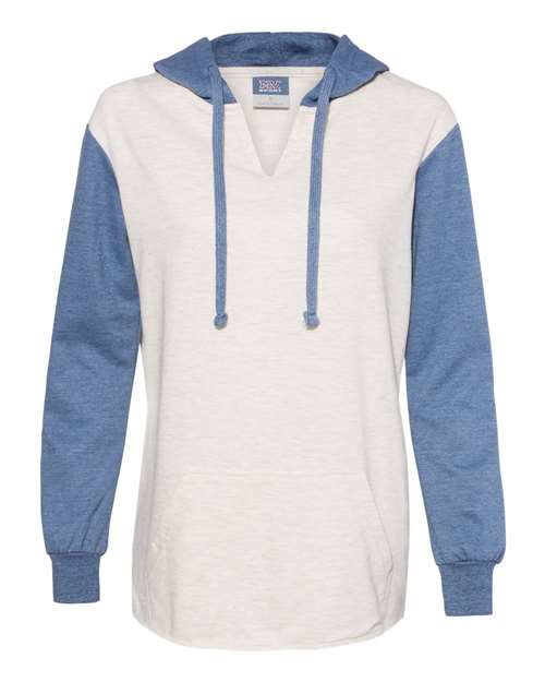 MV Sport Women's French Terry Hooded Pullover with Colorblocked Sleeves MV Sport