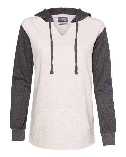 MV Sport Women's French Terry Hooded Pullover with Colorblocked Sleeves MV Sport