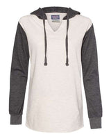 MV Sport Women's French Terry Hooded Pullover with Colorblocked Sleeves MV Sport