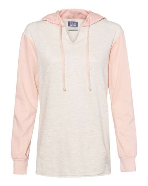 MV Sport Women's French Terry Hooded Pullover with Colorblocked Sleeves MV Sport