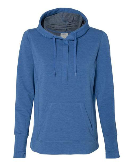 J. America Women's Omega Stretch Snap-Placket Hooded Pullover J. America