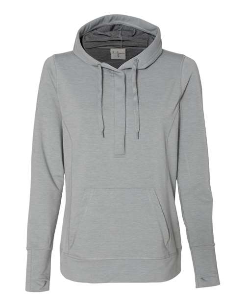 J. America Women's Omega Stretch Snap-Placket Hooded Pullover J. America