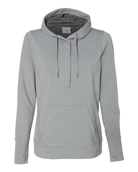 J. America Women's Omega Stretch Snap-Placket Hooded Pullover J. America