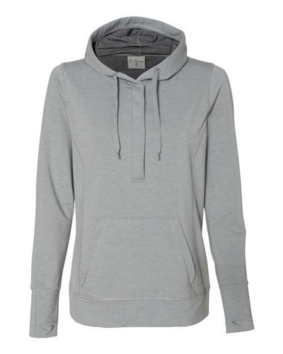 J. America Women's Omega Stretch Snap-Placket Hooded Pullover