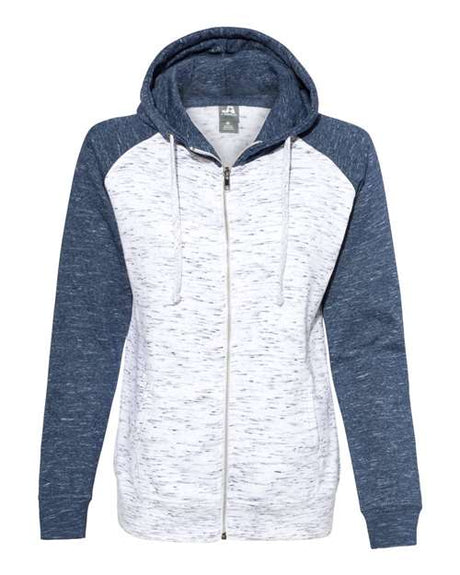 J. America Women's M'lange Fleece Colorblocked Full-Zip Sweatshirt J. America