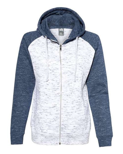 J. America Women's M'lange Fleece Colorblocked Full-Zip Sweatshirt