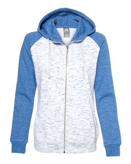J. America Women's M'lange Fleece Colorblocked Full-Zip Sweatshirt J. America