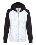 J. America Women's M'lange Fleece Colorblocked Full-Zip Sweatshirt J. America