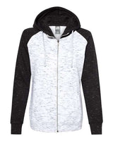 J. America Women's M'lange Fleece Colorblocked Full-Zip Sweatshirt J. America