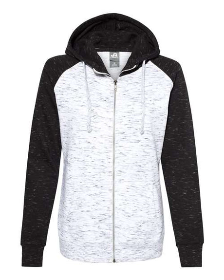 J. America Women's M'lange Fleece Colorblocked Full-Zip Sweatshirt J. America
