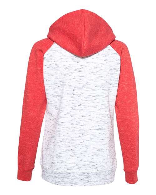 J. America Women's M'lange Fleece Colorblocked Full-Zip Sweatshirt J. America