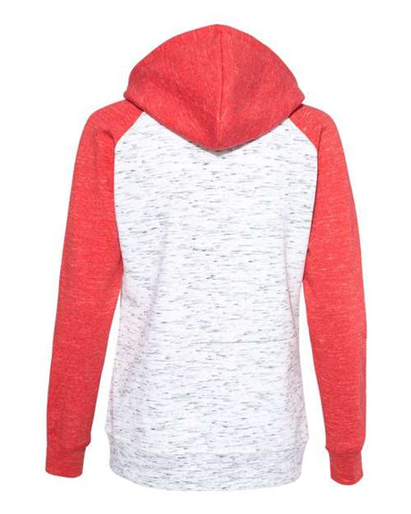 J. America Women's M'lange Fleece Colorblocked Full-Zip Sweatshirt J. America