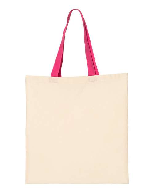 Q-Tees Economical Tote with Contrast-Color Handles Q-Tees