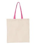 Q-Tees Economical Tote with Contrast-Color Handles Q-Tees