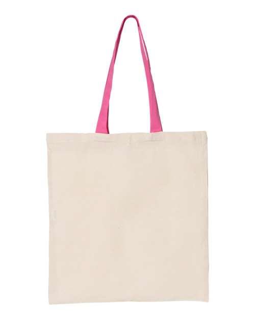 Q-Tees Economical Tote with Contrast-Color Handles Q-Tees