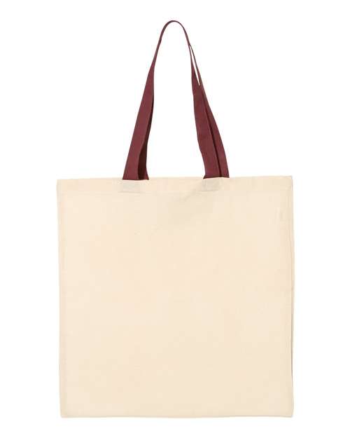Q-Tees Economical Tote with Contrast-Color Handles Q-Tees