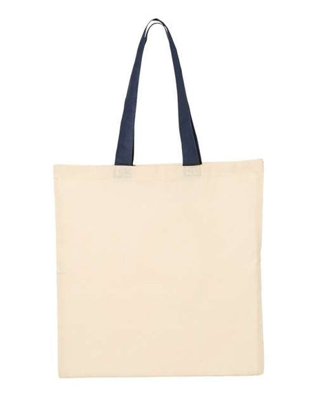 Q-Tees Economical Tote with Contrast-Color Handles Q-Tees