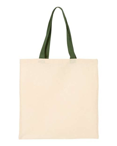 Q-Tees Economical Tote with Contrast-Color Handles Q-Tees