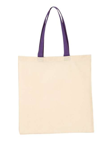 Q-Tees Economical Tote with Contrast-Color Handles Q-Tees