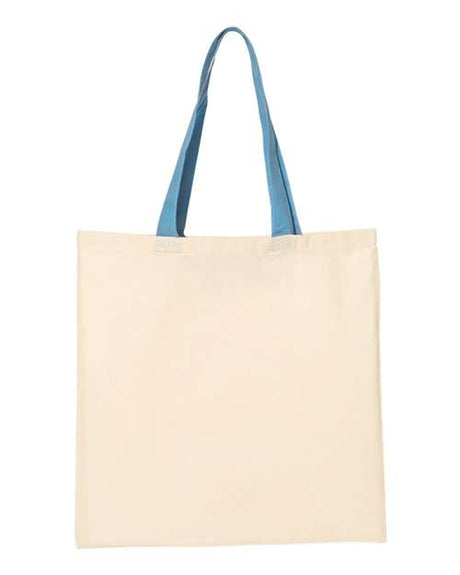Q-Tees Economical Tote with Contrast-Color Handles Q-Tees