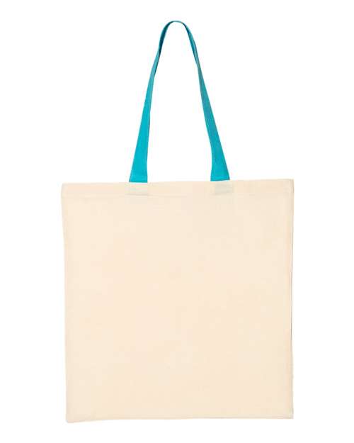 Q-Tees Economical Tote with Contrast-Color Handles Q-Tees