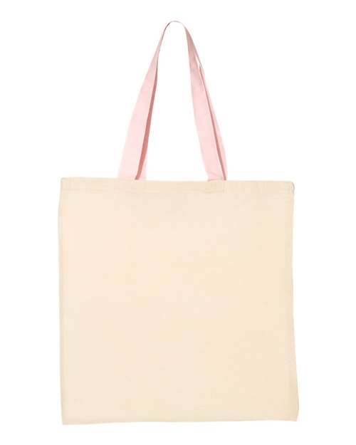 Q-Tees Economical Tote with Contrast-Color Handles Q-Tees