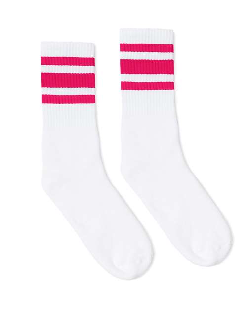 SOCCO USA-Made Striped Crew Socks