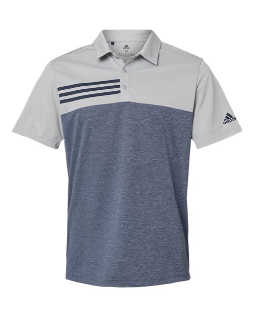 Adidas Men's Heathered Colorblock 3-Stripes Polo Adidas