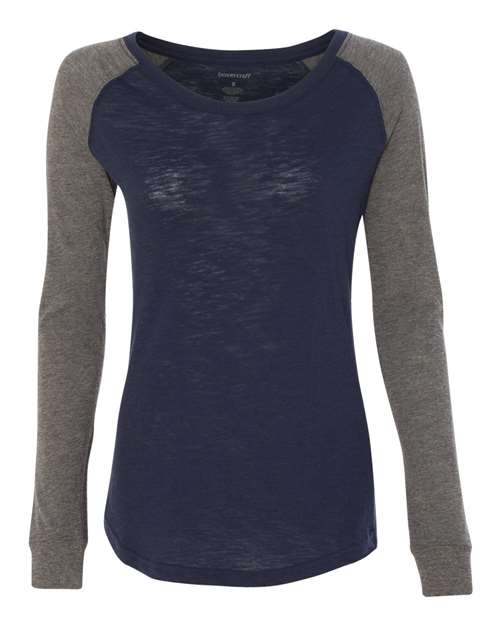 Boxercraft Women Preppy Patch Slub Long Sleeve T-Shirt Boxercraft