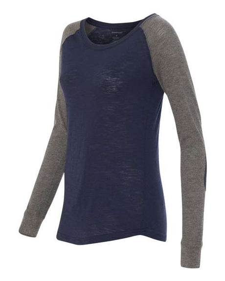 Boxercraft Women Preppy Patch Slub Long Sleeve T-Shirt Boxercraft