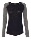 Boxercraft Women Preppy Patch Slub Long Sleeve T-Shirt Boxercraft