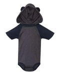 Rabbit Skins Fine Jersey Infant Short Sleeve Raglan Bodysuit with Hood & Ears Rabbit Skins