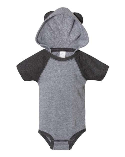 Rabbit Skins Fine Jersey Infant Short Sleeve Raglan Bodysuit with Hood & Ears