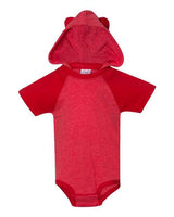 Rabbit Skins Fine Jersey Infant Short Sleeve Raglan Bodysuit with Hood & Ears Rabbit Skins