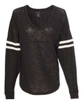 Boxercraft Women's Slub Jersey Varsitee V-Neck Long Sleeve T-Shirt Boxercraft