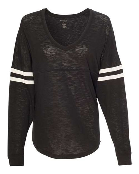 Boxercraft Women's Slub Jersey Varsitee V-Neck Long Sleeve T-Shirt Boxercraft